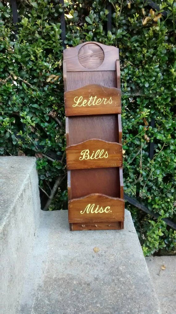 Wooden mail box vintage mail sorter letters and bills mailbox Etsy