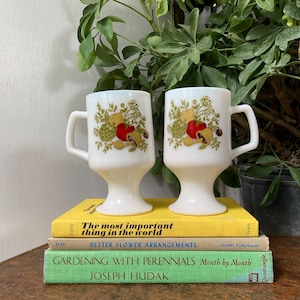 Milk glass mushroom mugs