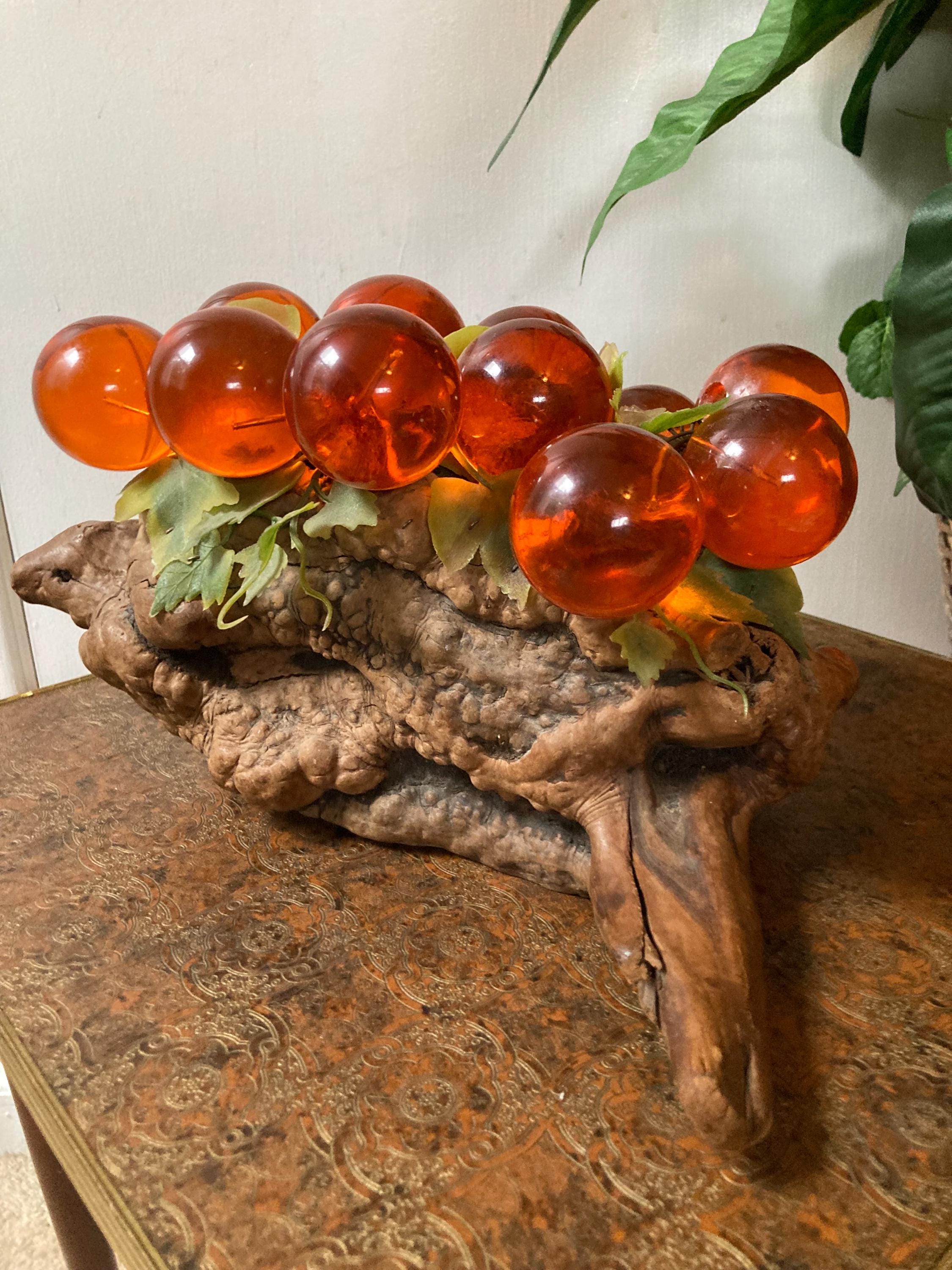Orange Lucite Grapes on Driftwood. C - Etsy