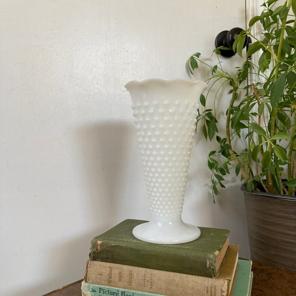 Milk glass hobnail vase