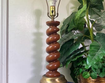 Vintage twisty wood lamp