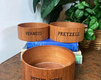 Vintage Wooden snack bowl set of three
