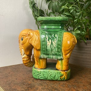 Ceramic chinoiserie elephant plant stand