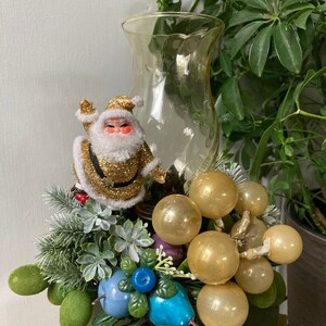 Glitter Santa candle holder.  B