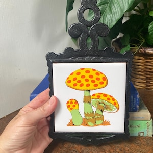 Vintage mushroom tile trivet