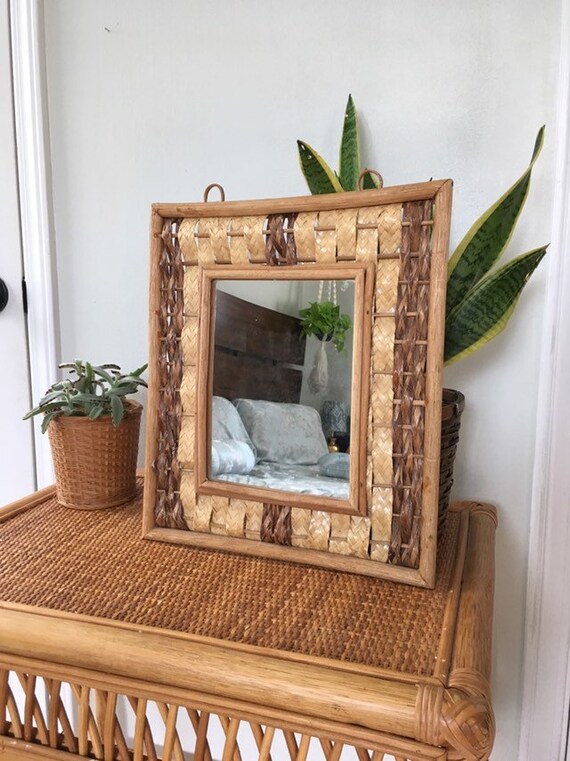 Wicker Framed Mirror