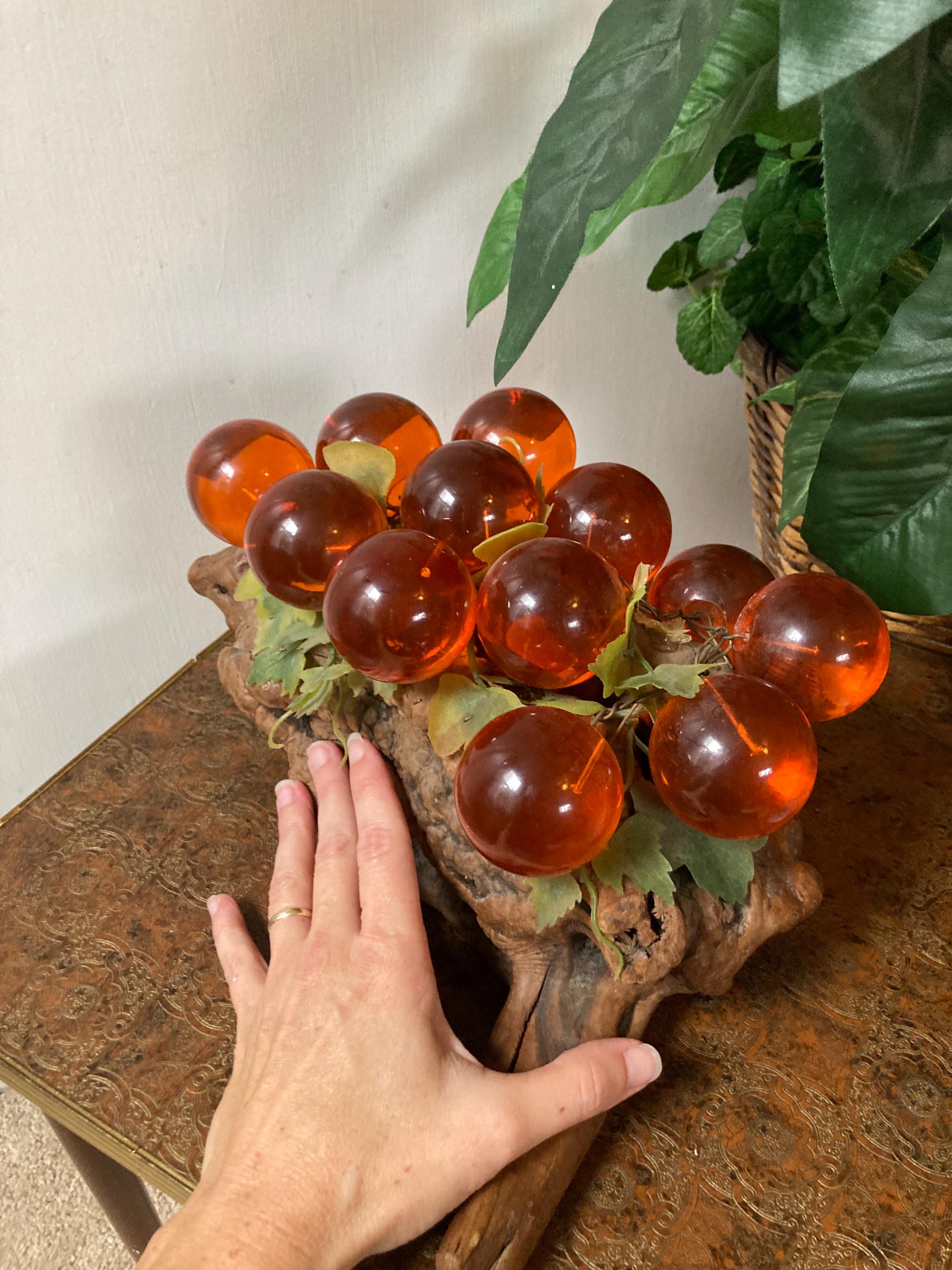 Orange Lucite Grapes on Driftwood. C - Etsy