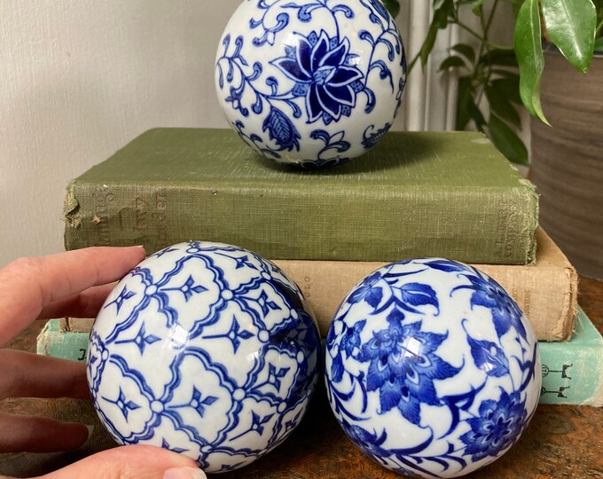 Blue and White Carpet Balls Etsy