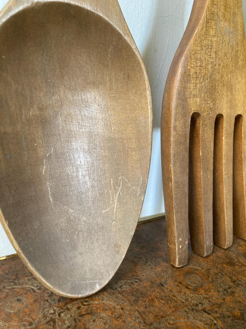 Large Wooden Fork and Spoon Etsy
