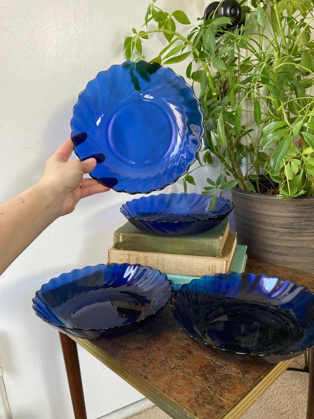 Cobalt Blue Glass Bowls Etsy