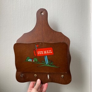 Wood mail holder key hook as is