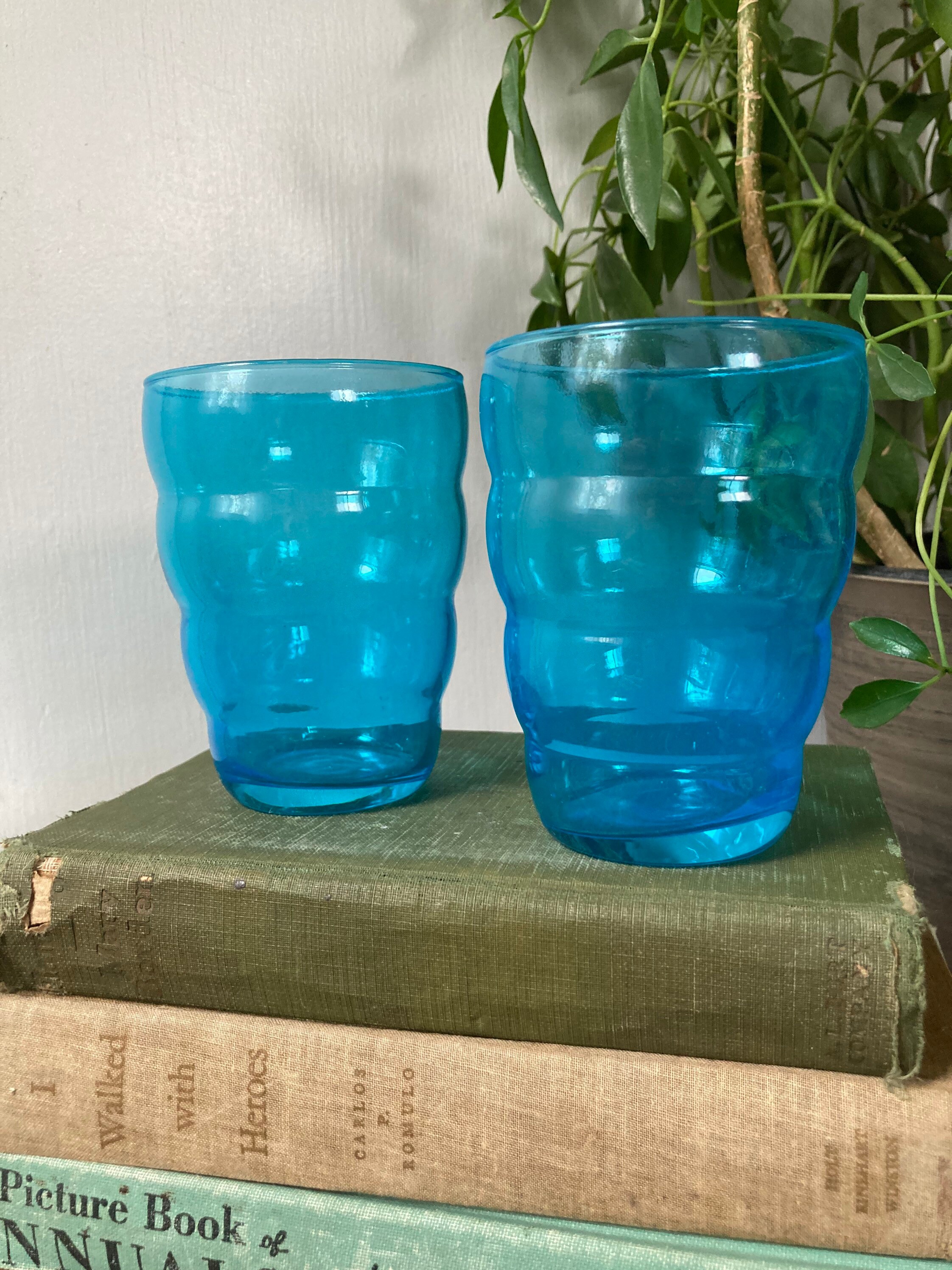 Pair of Vintage Bubbly Blue Glasses