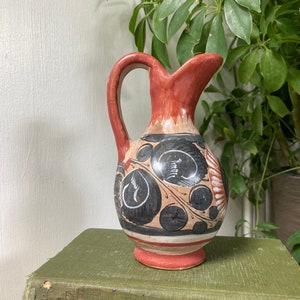 Vintage Tonala Pitcher: Hand-Painted Mexican Pottery