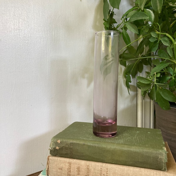 Pink glass cylinder vase Libbey