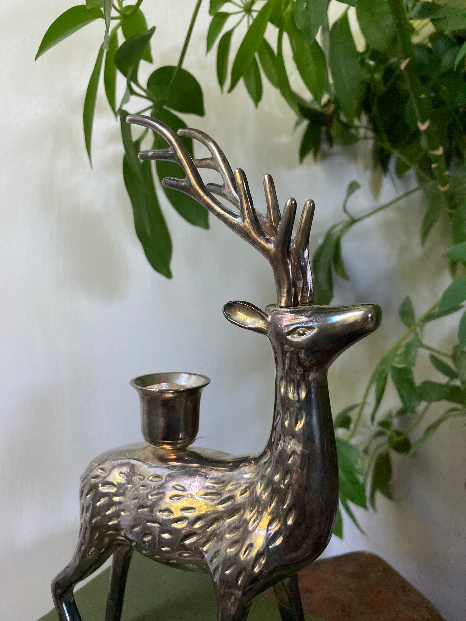 Silver reindeer candle holder Etsy