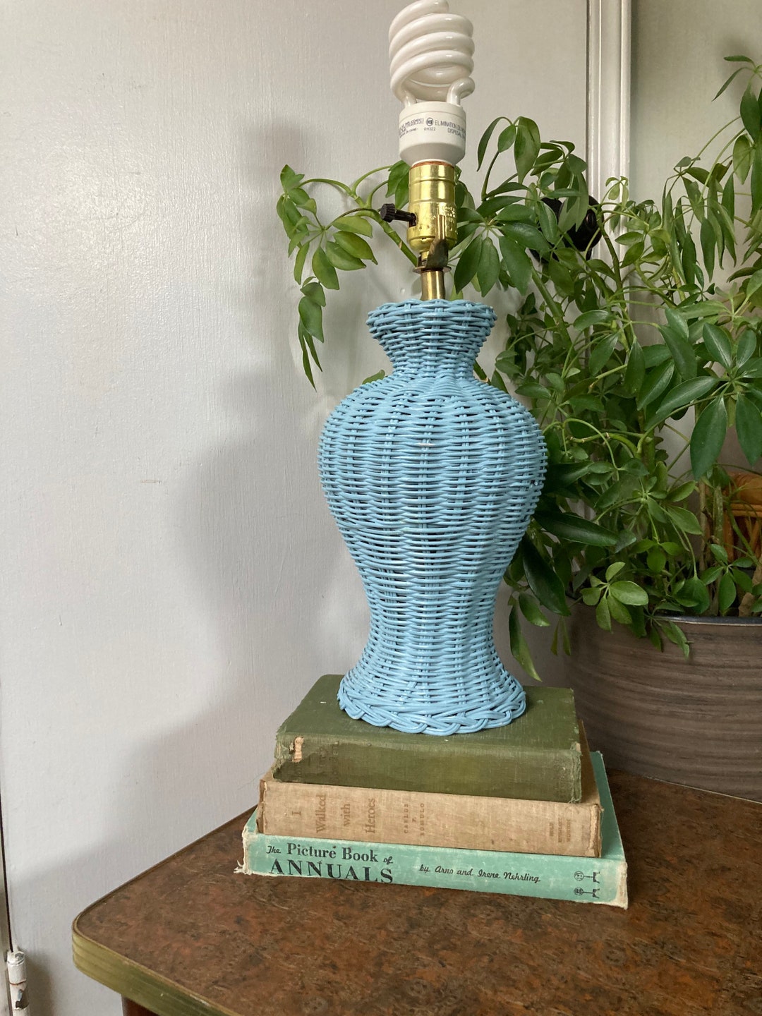 Light Blue Wicker Lamp Etsy