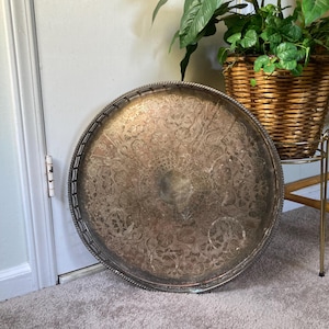 Large aged silver tray