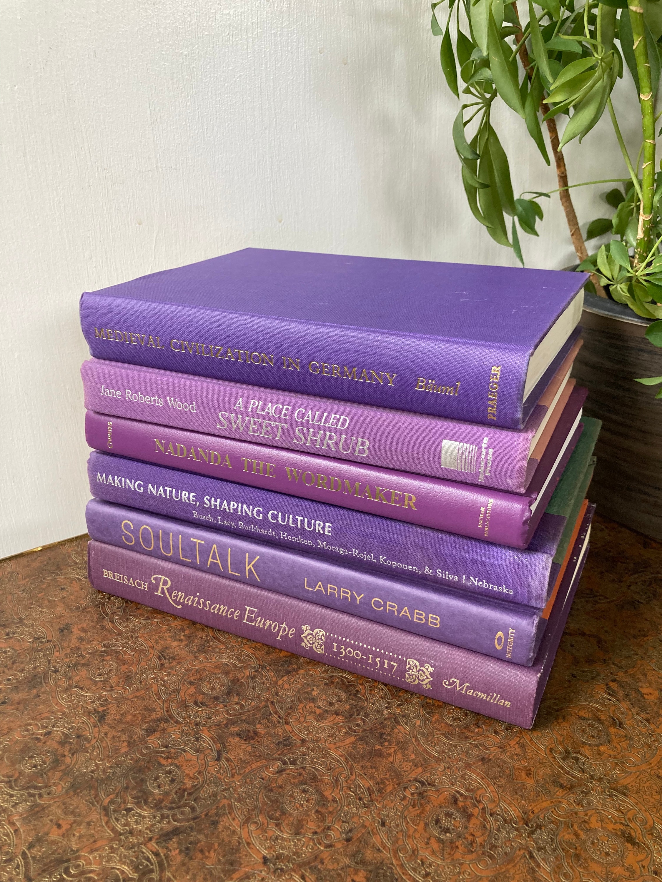 Vintage Purple Book Stack. B - Etsy