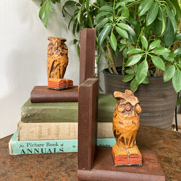 Wood owl bookends.  B