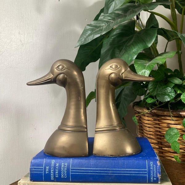 Brass duck head bookends