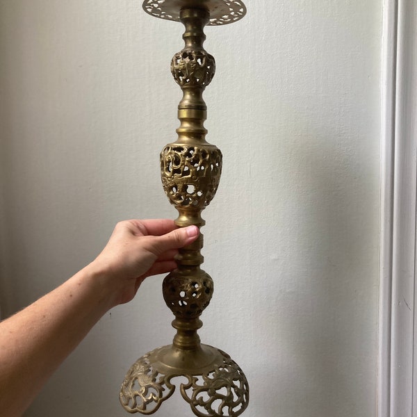 Brass Pillar Candle Holder Etsy