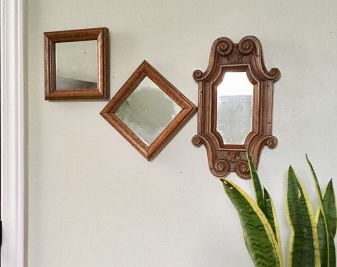 Three Wood Frame Mirrors Etsy