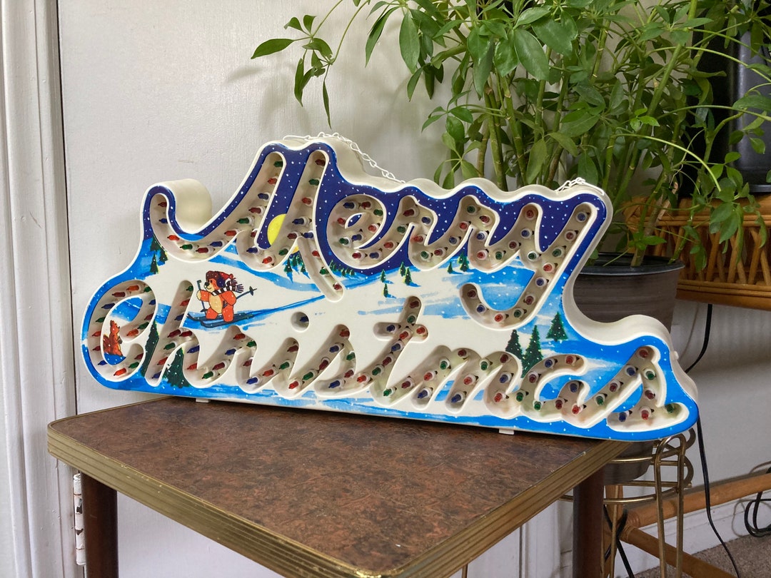 Vintage Light up Merry Christmas Sign Etsy