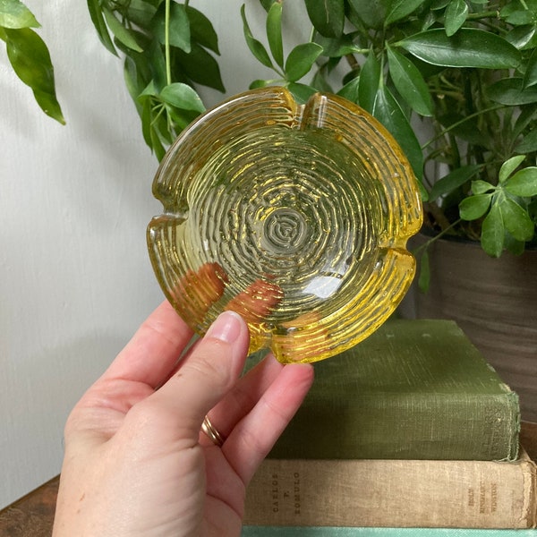 Yellow Glass Ashtray Etsy