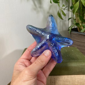 Iridescent blue glass starfish