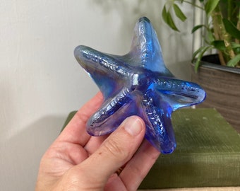 Iridescent blue glass starfish