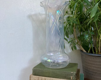 Large iridescent glass vase