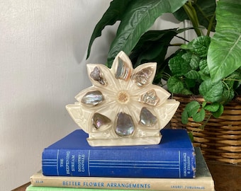 Lucite and abalone napkin holder.   B6803