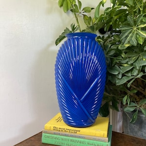 Art deco blue glass vase.   C