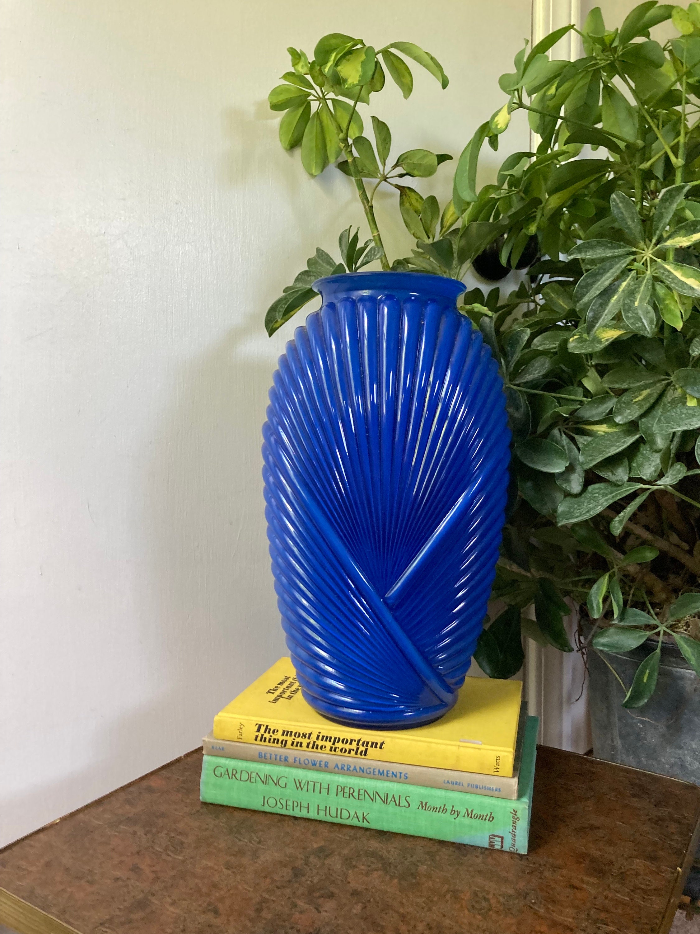 Art Deco Blue Glass Vase. C - Etsy