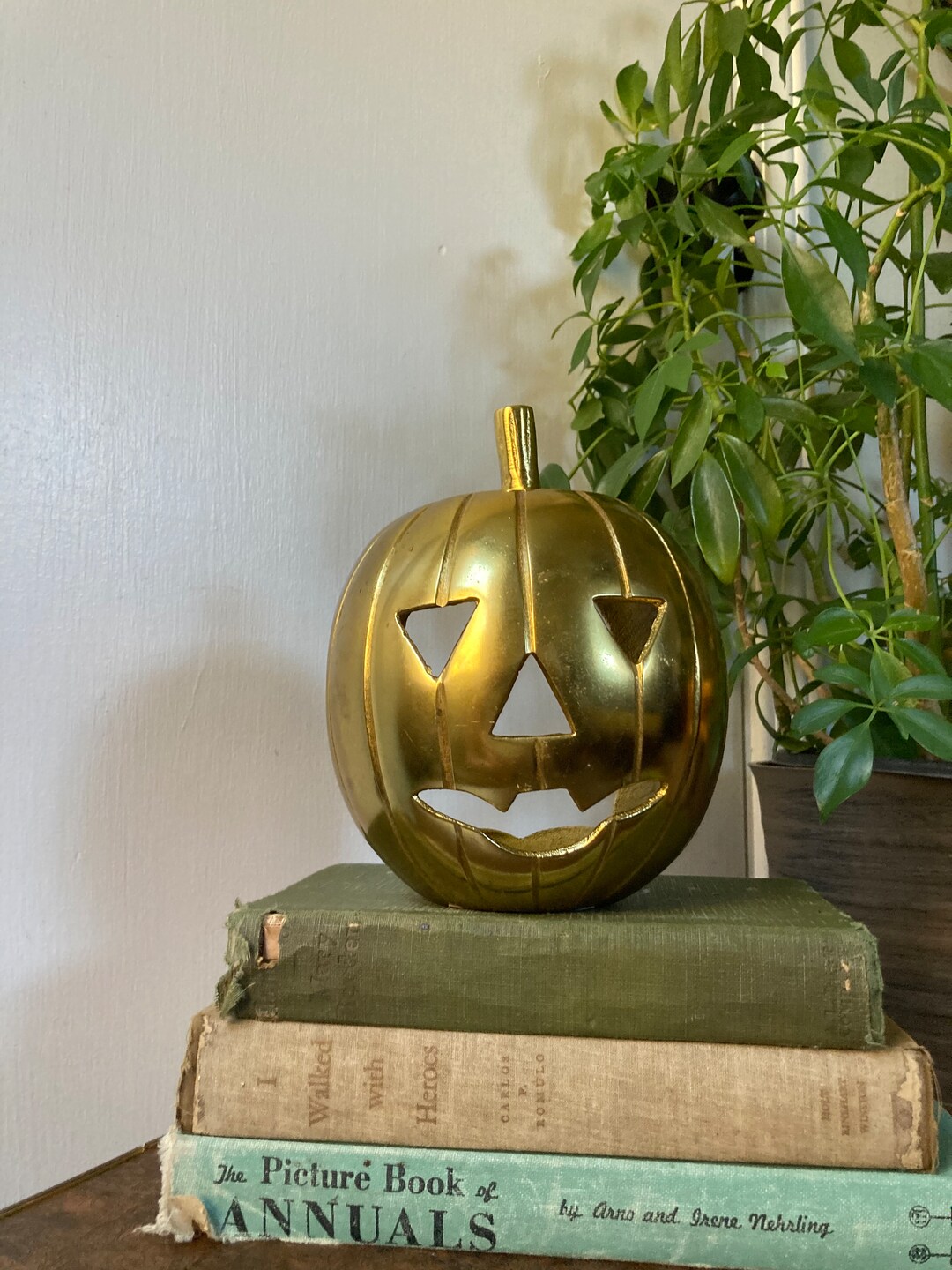Brass Jack O Lantern Candle Holder Etsy