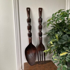 Large wood fork and spoon