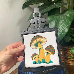 Vintage mushroom tile trivet