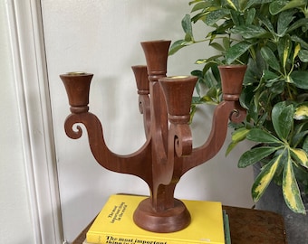 Vintage wood candelabra