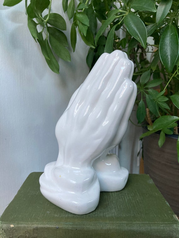White Ceramic Praying Hands Etsy