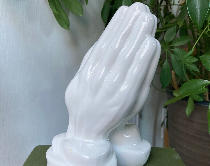 White Ceramic Praying Hands Etsy