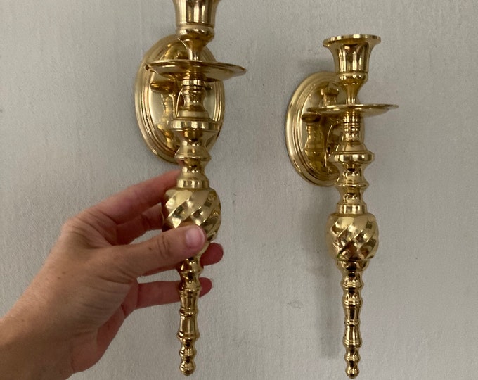 Twisty Brass Candle Sconces Etsy