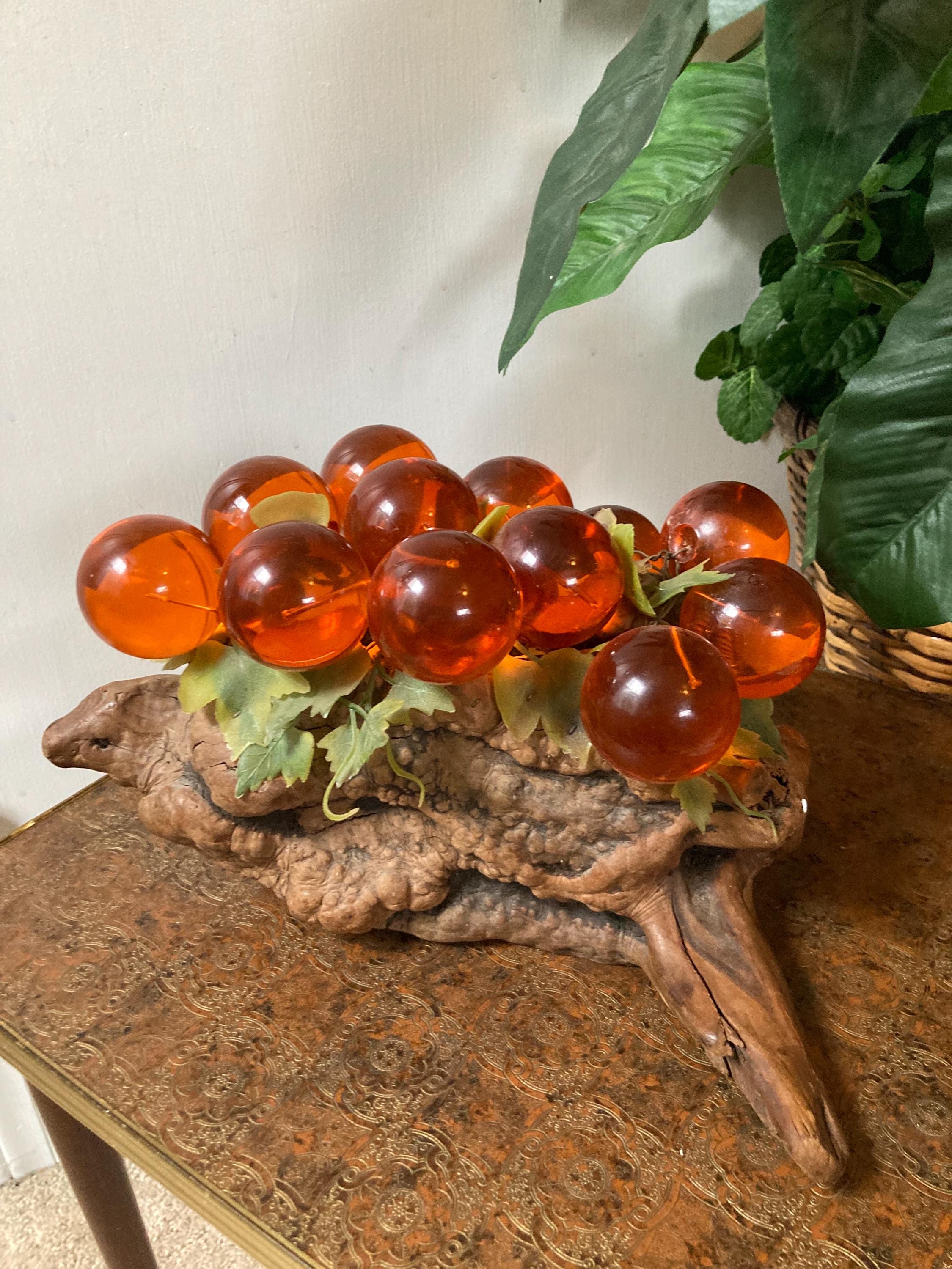 Orange Lucite Grapes on Driftwood. C - Etsy
