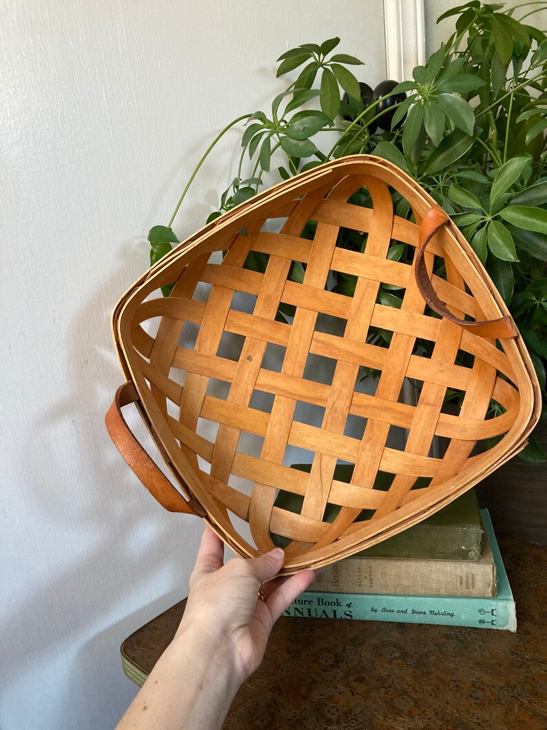 Basket With Leather Handles Etsy