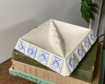 Blue and white floral ceramic ashtray.  B/M