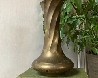 Twisted brass vase