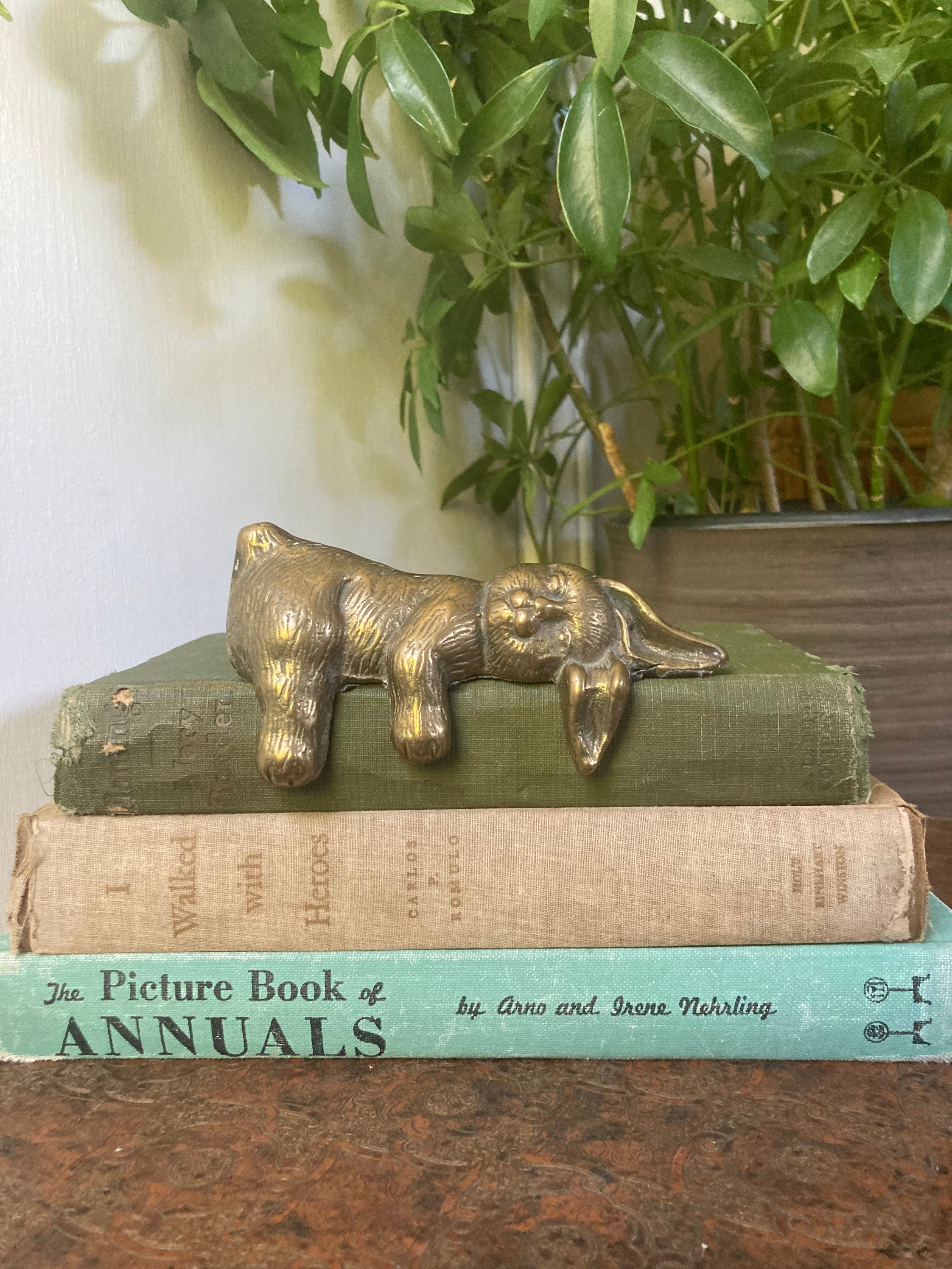 Sleeping Brass Bunny Shelf Sitter 