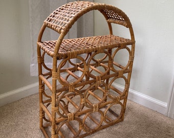 Rattan arched wine rack