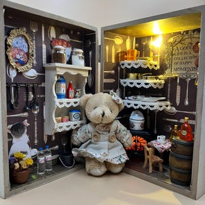 A rustic bear’s little kitchen Vol.2 Diorama, wooden box