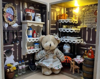 A rustic bear’s little kitchen Vol.2 Diorama, wooden box