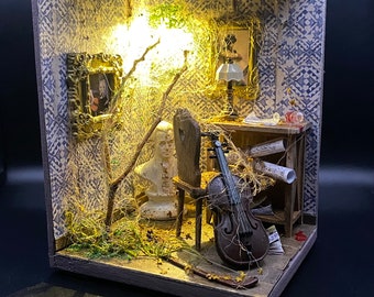 The abandoned corner of a musician Vol.2 Diorama, Wooden Roombox